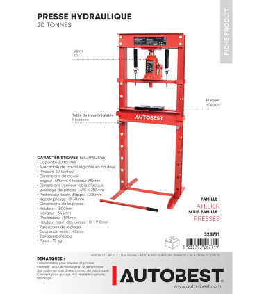 Presse hydraulique 20 tonnes