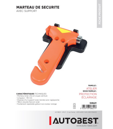 Marteau brise vitre et coupe ceinture