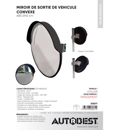 Miroir de circulation convexe 45 cm