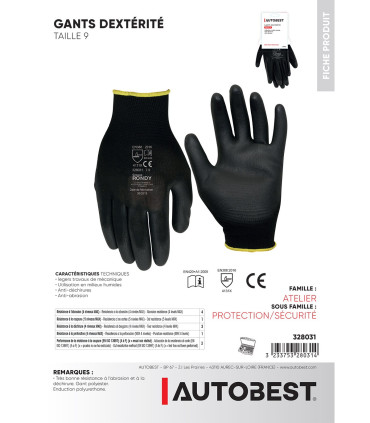 Gants dextérité taille 09
