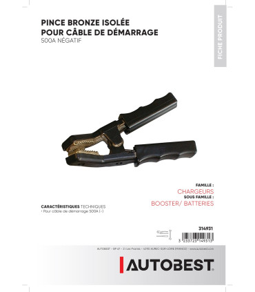 Pince bronze isolée 500A négatif