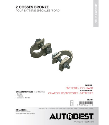 Lot 2 cosses bronze pour batterie