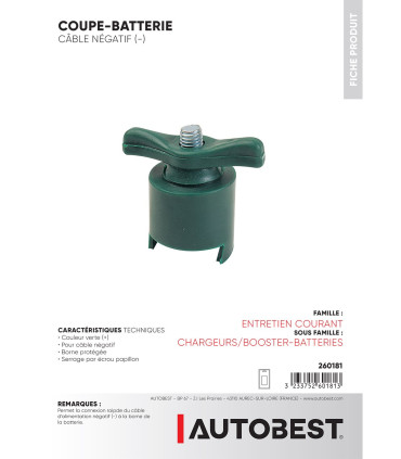 Coupe batterie câble négatif