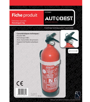 Extincteur 2kg classe ABC avec manomètre