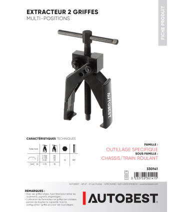 Extracteur 2 griffes multi-positions