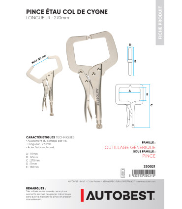 Pince étau col de cygne
