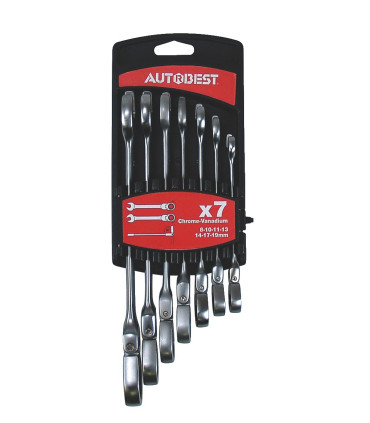 Jeu de 7 clés mixtes à cliquet têtes articulées