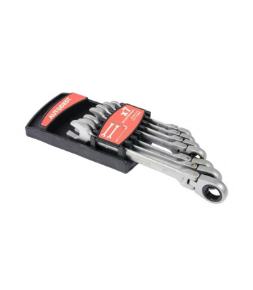 Jeu de 7 clés mixtes à cliquet têtes articulées