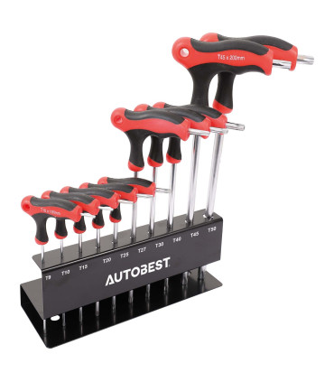 Jeu de 10 clés en «T» Torx sur râtelier